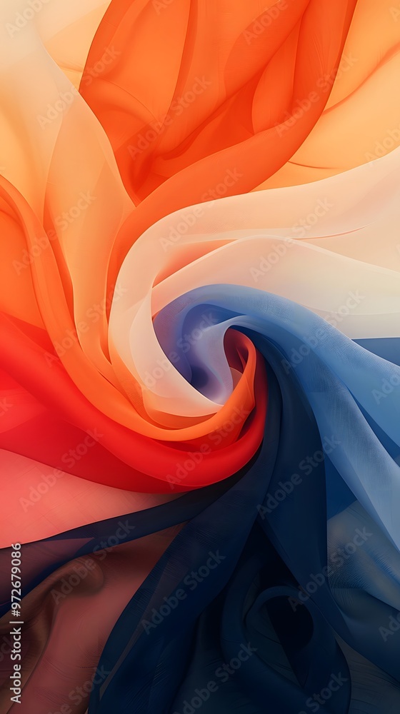 Poster abstract flowing fabric with color gradients