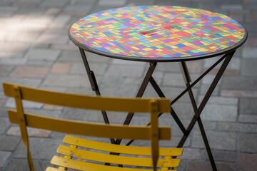 colorful  table and chairs