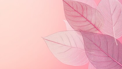 Delicate Pink Skeleton Leaves.