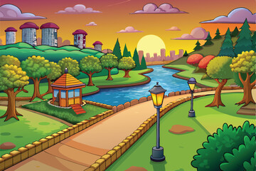 a cartoon illustration of a mountain with a mountain in the background