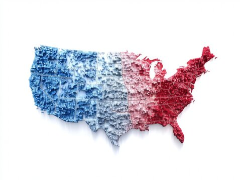 A graphic breakdown of American electoral votes red and blue states visualized in a bold
