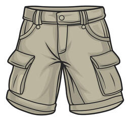 illustration of shorts with black outline without background