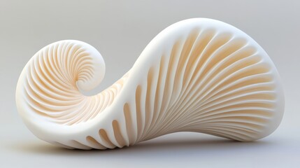 A sculpture of a white object with swirls on it, AI