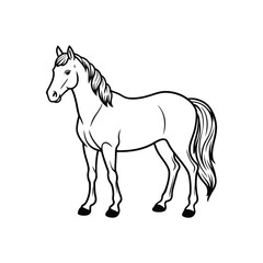 Line out horse icon, vector stock modern horse on white background.