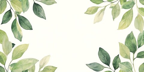 Naklejka premium Watercolor Greenery Frame.