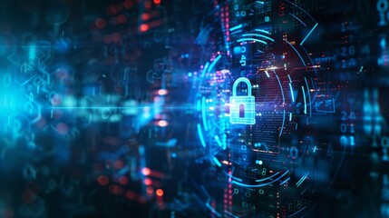 Obraz premium Network protection concept photo on abstract technology background. Data security concept. Cyber ​​digital protection system innovation concept.