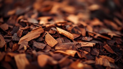 Close-up of wood chips with textured and natural appearance
