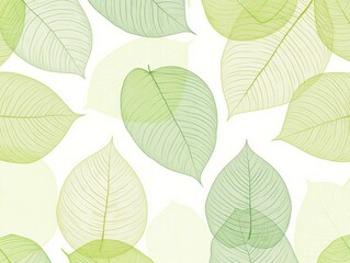 Transparent Green Leaves Pattern.