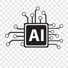 Artificial intelligence, AI icon. artificial intelligence icon on transparent background. EPS 10.