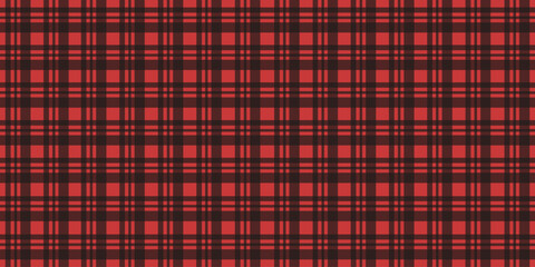 Fabric design for a plaid skirt. Red and black checkered seamless pattern template. Scotland theme backdrop. Vector wrapping paper. EPS 10