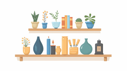 A simple vector icon illustration depicting the group of home decor items at center for a website isolated white background 
