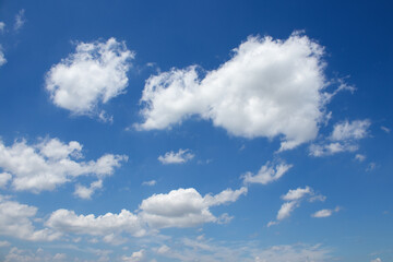 Panoramic view of white clouds against a bright blue sky