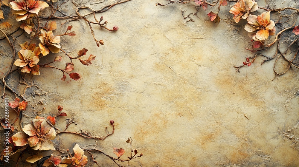 Poster design paper vintage parchment elements texture with natural pattern background