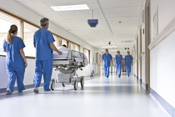 Hospital Staff Transporting Patient on a Stretcher