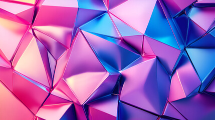 Fototapeta premium 3d Triangles, abstract background ,Design wallpaper, Stylish multi-color crystal background ,3d rendering,3d render abstract crystal background iridescent texture macro panorama 