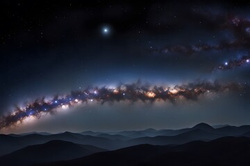 Naklejka premium A cosmic background featuring the milky way planets and distant galaxies with stars, AI Generated