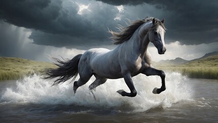 Horse in the Swirling Waters