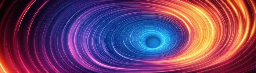 Abstract spiral tunnel with glowing lines, front view, visualizing a vortex of time, digital tone, Triadic Color Scheme