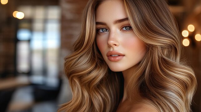 A beautiful representation of the balayage technique, highlighting natural gradients in hair color, expertly blending dark roots with lighter ends for a sophisticated look.