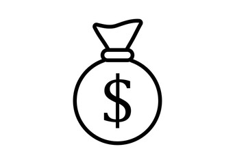 Icono negro de saco de dólares