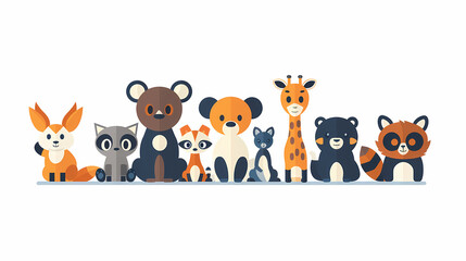 A simple vector icon illustration depicting the group of Animal items at center for a website isolated white background