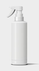 Simple white spray bottle for liquid products, ideal for personal care or household use, placed on a clean background