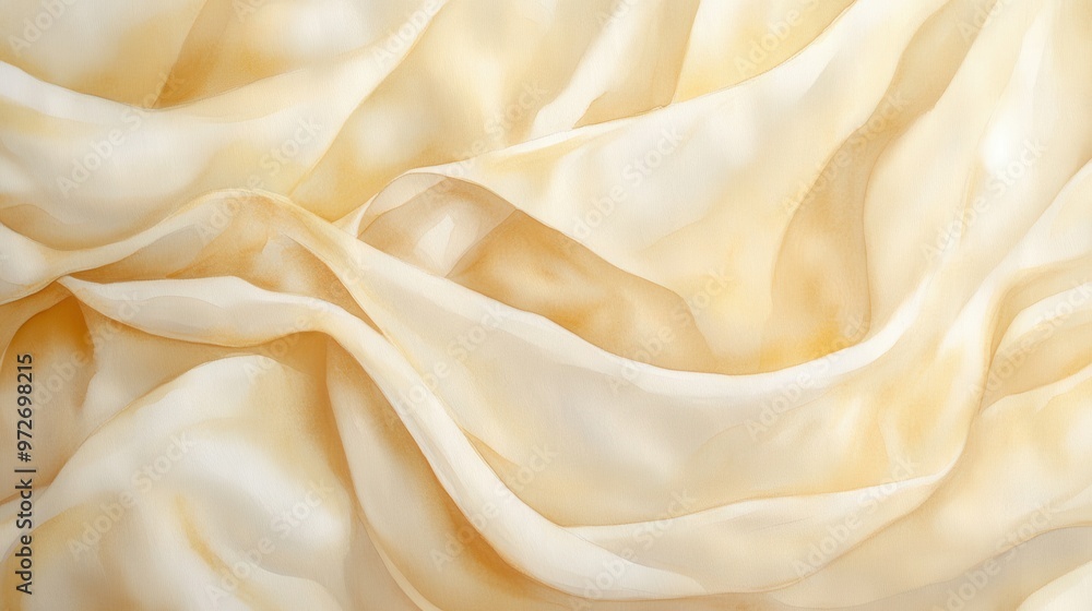 Poster soft, flowing fabric drapes elegantly, capturing warm light and subtle texture in a serene, minimali
