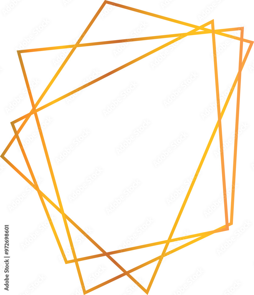 Poster golden gradient of abstract geometric lines is forming a minimalist frame, perfect for modern and st