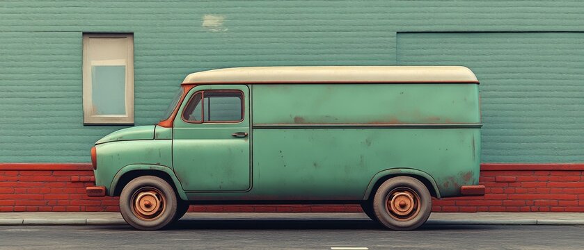 Old Green Van on Street