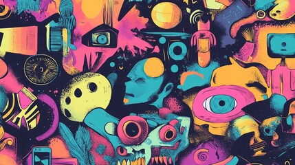 Obraz premium Y2K Retro Illustrations Stickers Set