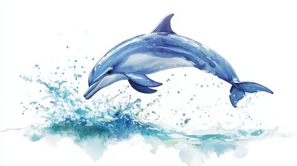 Obraz premium A dolphin gracefully leaps above the ocean waves under the bright sunlight, showcasing its agility and beauty in a vibrant aquatic setting