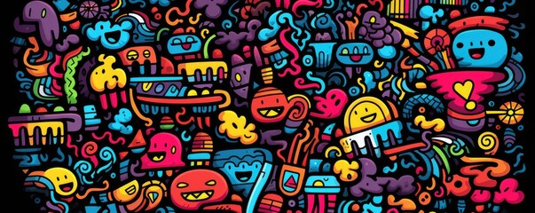Fototapeta premium Vibrant multicolored graffiti style wallpaper