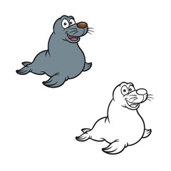 cartoon seal drawing with line art style. simple design outline style. vector illustrations