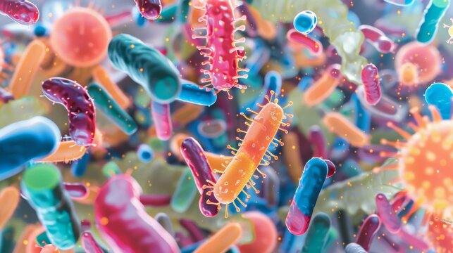 Colorful Microscopic World of Diverse Microorganisms and Cellular Structures