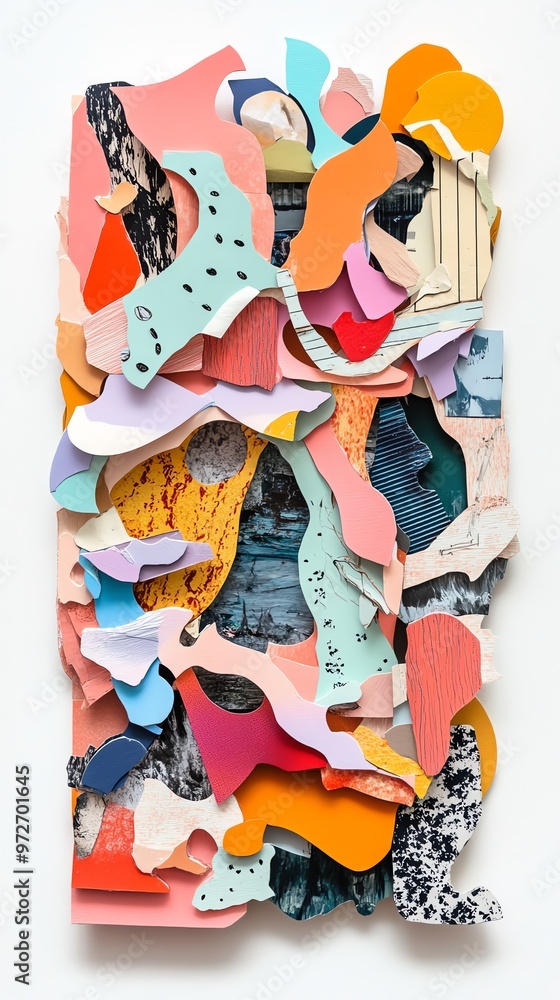 Poster Abstract art with colorful shapes and textures.