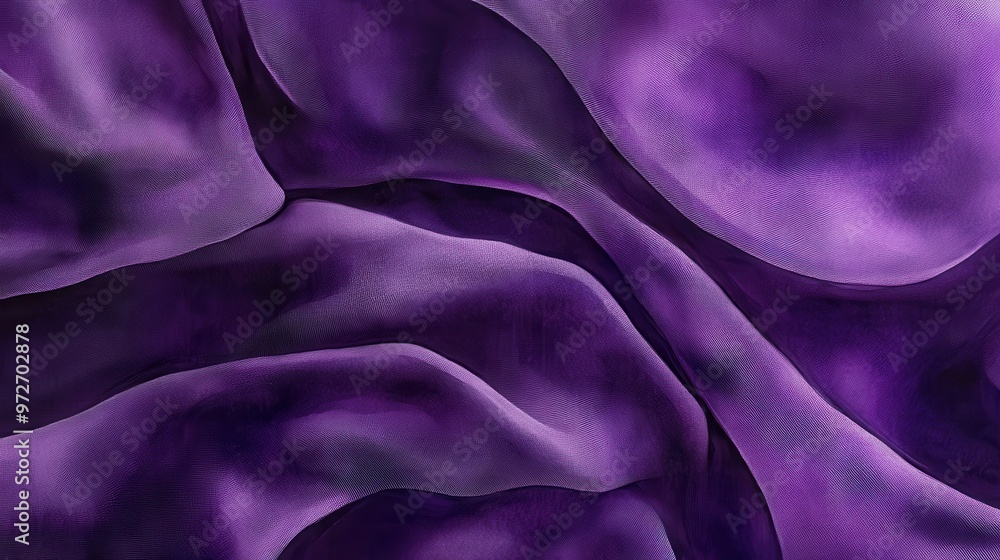 Poster Abstract purple fabric texture flowing gently in soft folds with intricate patterns and shadows under soft lighting