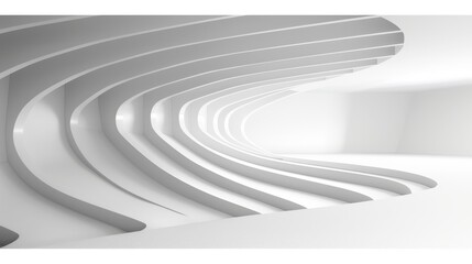 Fototapeta premium Abstract Architecture Empty White Room Interior with Curved Walls, Minimalist Design, 3D Render