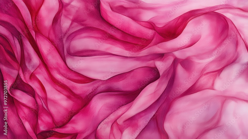 Poster soft pink fabric flowing gracefully with delicate folds and transparency in an artistic display of l