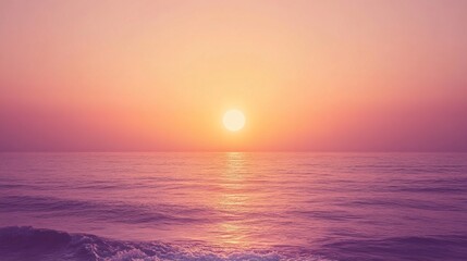 Obraz premium Sunset gradient transitioning from warm peach to dusky violet, with a soft, glowing texture that captures the beauty of a setting sun, 4K hyperrealistic photo.