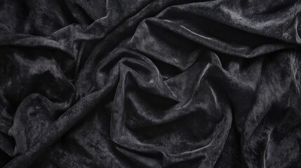 Fototapeta premium Soft black velvet fabric with gentle folds highlighting texture and elegance in interior design settings