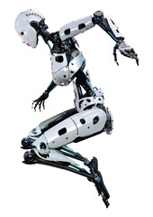 3D Rendering Female Robot on White