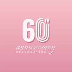 60 Th Anniversary Celebration Number Vector Design Collection