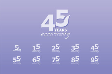45 Years Anniversary Celebration Number Vector Design Collection