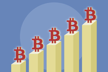 Obraz premium Business concept with a bitcoin sign and growth chart 