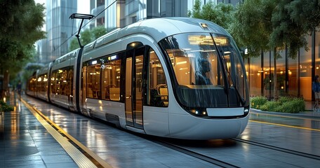 Fototapeta na wymiar Futuristic High-Speed Train at Station