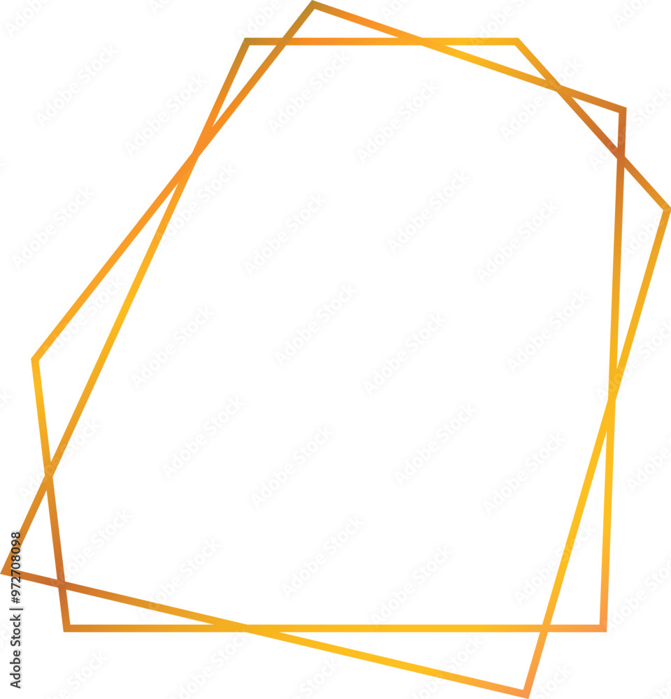 Poster golden gradient geometric frame forming an irregular shape is isolated on a white background