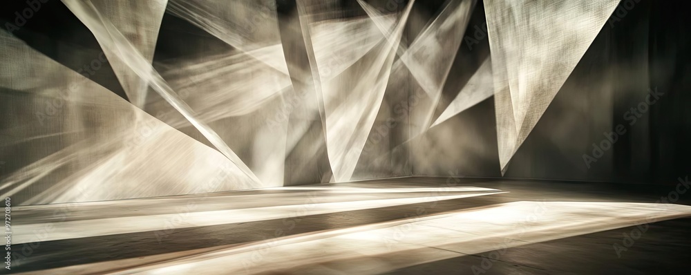 Poster abstract light rays create an illusionary space, offering a unique backdrop for artistic and creativ
