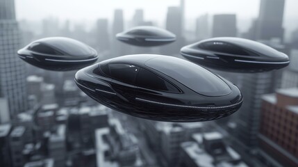 Futuristic Cityscape with Flying Cars