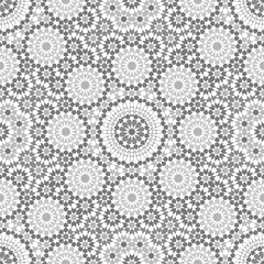 Moroccan Zellige Pattern with Geometric Shapes and Grayscale Colors