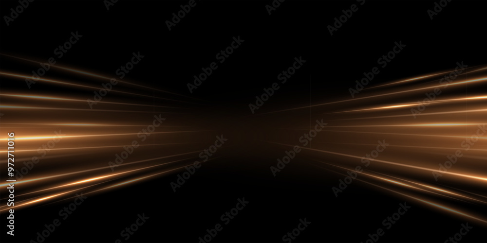 Aufkleber abstract gold light speed effect lines on black background. game shiny pattern with flowing bright o